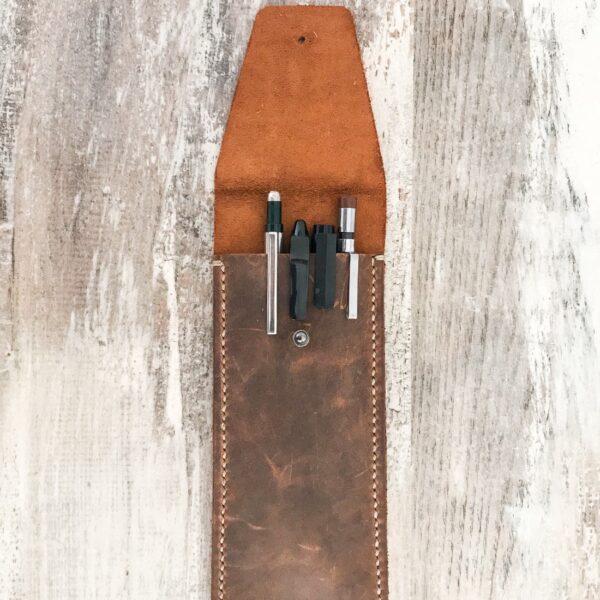 Handmade & Hand Stitched Leather Pen and Pencil Case