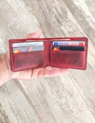 Hand Stitched Minimalist Red Leather Wallet