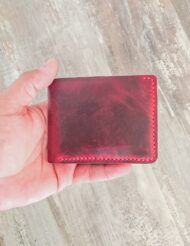 Hand Stitched Minimalist Red Leather Wallet