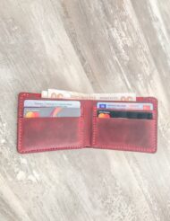 Hand Stitched Minimalist Red Leather Wallet