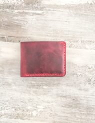 Hand Stitched Minimalist Red Leather Wallet