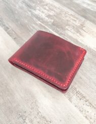 Hand Stitched Minimalist Red Leather Wallet