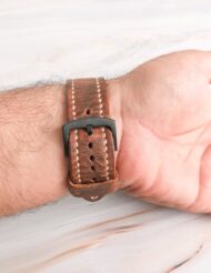 Handmade & Hand Stitched Leather Apple Watch Strap Brown