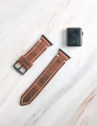 Handmade & Hand Stitched Leather Apple Watch Strap Brown