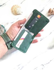 Handmade Minimalist Dark Green Leather Wallet