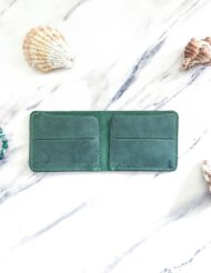 Handmade Minimalist Dark Green Leather Wallet