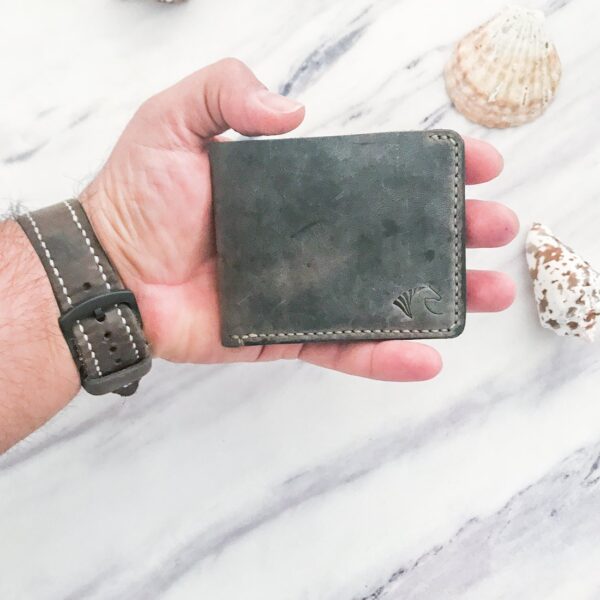 Handmade Minimalist Grey Leather Wallet