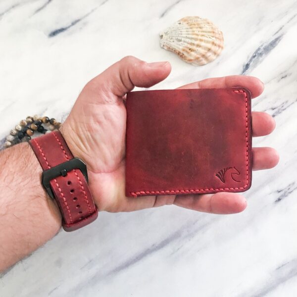 Handmade Minimalist Red Leather Wallet