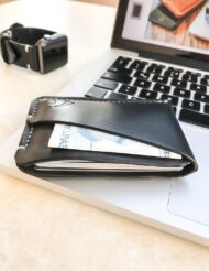 Minimal Black Leather Pocket Credit Card Holder