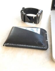 Minimal Black Leather Pocket Credit Card Holder