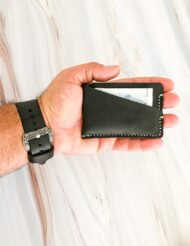 Minimal Black Leather Pocket Credit Card Holder