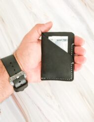 Minimal Black Leather Pocket Credit Card Holders