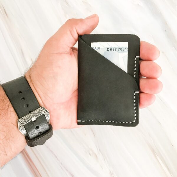 Minimal Black Leather Pocket Credit Card Holders