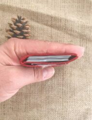 Minimal Red Leather Pocket Credit Card Holder