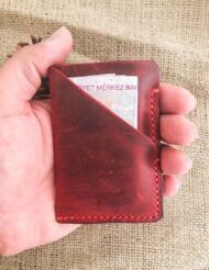 Minimal Red Leather Pocket Credit Card Holder