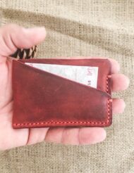 Minimal Red Leather Pocket Credit Card Holders