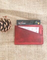 Minimal Red Leather Pocket Credit Card Holders