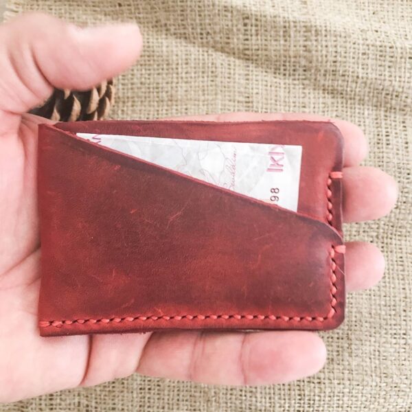 Minimal Red Leather Pocket Credit Card Holders